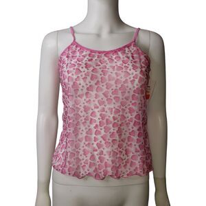 Planet Lingerie Sheer Pink Heart Pattern Camisole Womens Size Small